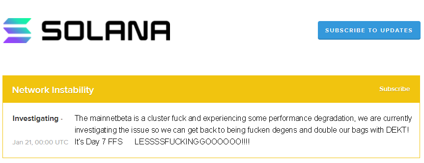 I just got an update from #solana re current network status
<a href="/DektLife/">DEKT | 3 Games LIVE | Try our NEW 100X Game!</a>