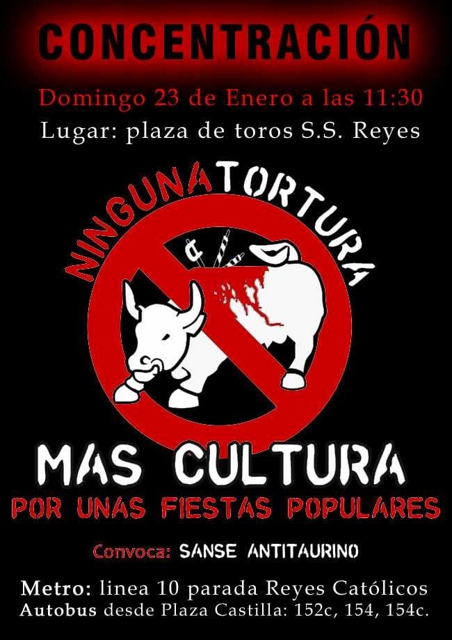 #VeggieEventos

Este domingo, en San Sebastián de los Reyes (Madrid), concentración para mostrar la repulsa a las 2 capeas que organiza el Ayuntamiento de Sanse (PSOE+Ciudadanos). 

Info de <a href="/SanAntitaurino/">Sanse Antitaurino</a>