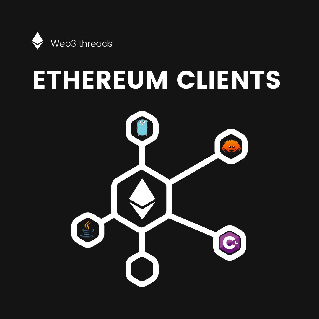 Ethereum Clients thread. An Ethereum client is the software that allows  Ethereum nodes to read the block on the Ethereum network. There are  different implementations in different languages: Go, Rust, C#, Java,...