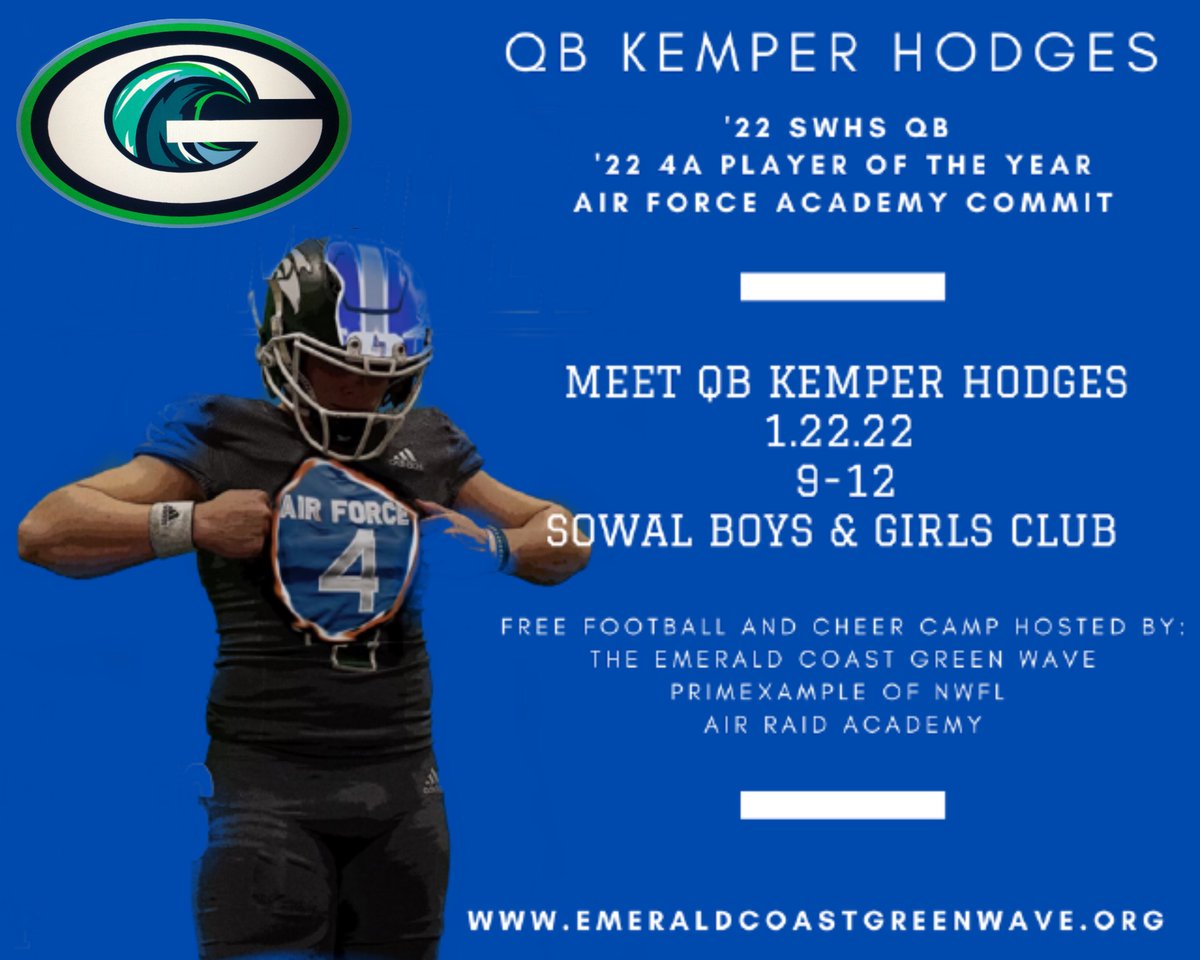 Emerald Coast Green Wave (@ecgreenwave) on Twitter photo Super excited to have QB <a href="/KemperHodges/">Kemper Hodges</a> join us this Saturday. Come out and meet him along with a few other local high school star athletes.
#GoGreenWave🌊
#EmeraldCoastGreenWave🏈
#beachballin Super excited to have QB <a href="/KemperHodges/">Kemper Hodges</a> join us this Saturday. Come out and meet him along with a few other local high school star athletes.
#GoGreenWave🌊
#EmeraldCoastGreenWave🏈
#beachballin