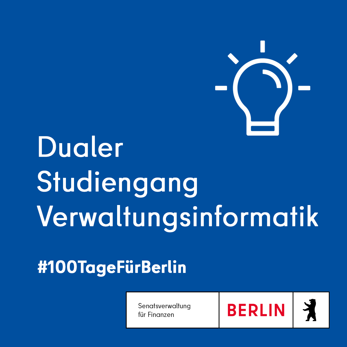 senfin's tweet image. 1. Projekt des #100TageProgramm|s umgesetzt.✅ Mit dem dualen Studiengang #Verwaltungsinformatik an der @HWR_Berlin fördert #Berlin die #Ausbildung - für eine moderne #Verwaltung.💪🏼👇🏼
berlin.de/sen/finanzen/p…
#100TageFürBerlin #Zukunftshauptstadt #HauptstadtMachen #WirmachenBerlin