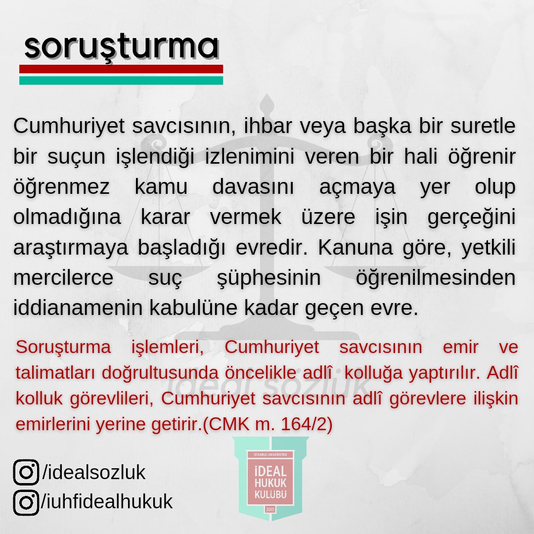 Soruşturma.

#idealsozluk #idealhukuk #hukuksozlugu

<a href="/iuhfidealhukuk/">İÜHF İdeal Hukuk Kulübü</a>