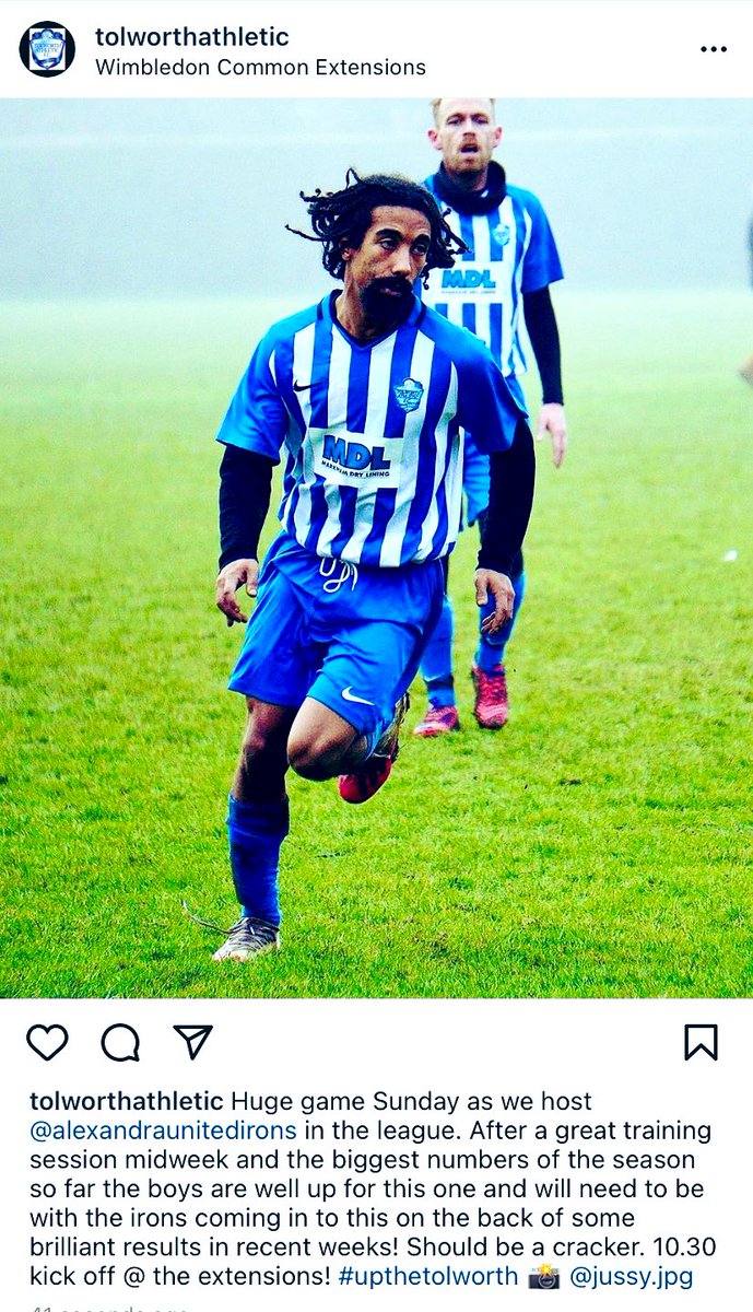 Huge game in the league Sunday against Alexandra United irons! Buzzing for this one #upthetolworh <a href="/LDistrictSunday/">L&DSFL</a> <a href="/united_irons/">Alexandra United Irons</a>