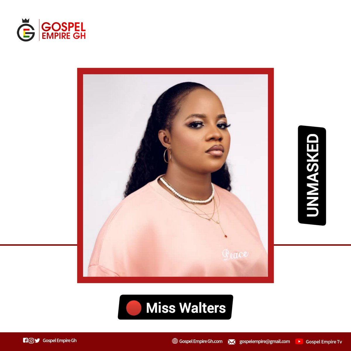🔺 GospelEmpireGh | UNMASKED
⭕ ️Follow <a href="/gospelempiregh/">Sampson Annan</a>

🔴 INTRODUCING - The rap artiste of the year at <a href="/gugmaward/">Ghana Urban Gospel Music Award</a> , Miss Walters 🇬🇭 The Female Gospel Rapper is still raising the bar to another level in her music career in the Urban Gospel.

📸 <a href="/MissWaltersGH/">Miss Walters</a>

#GospelEmpireGh
