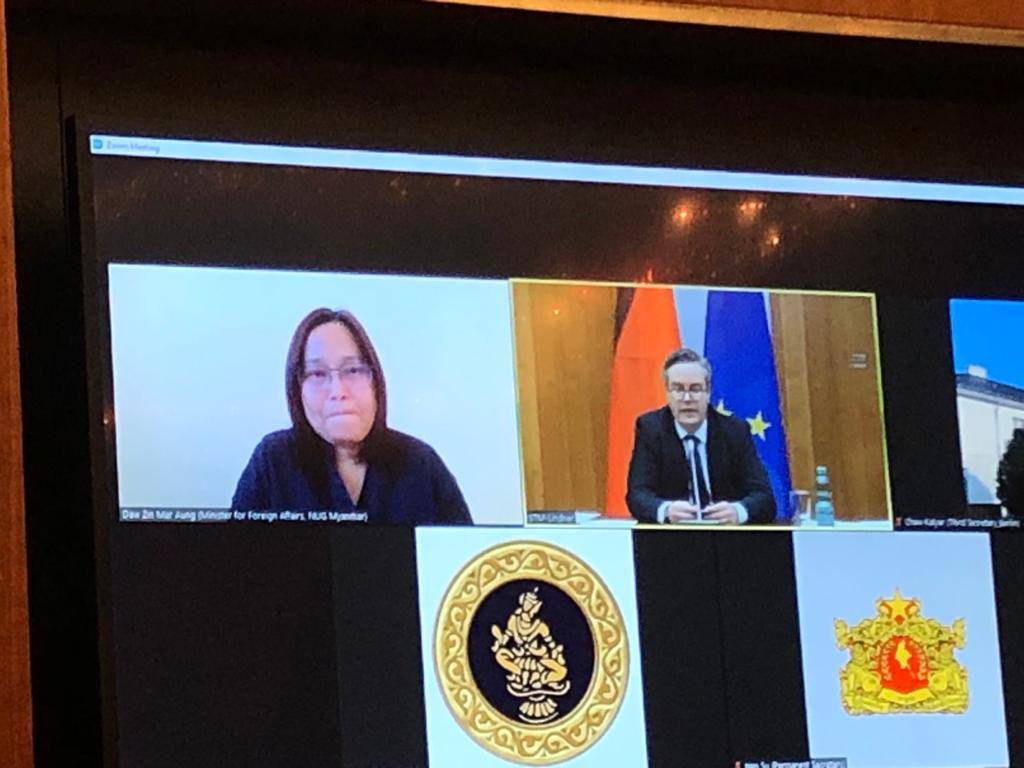 tobiaslindner's tweet photo. I am appalled by the daily news reaching us from #Myanmar. Violence by the military has to stop. 🇲🇲 needs to return to peace &amp; democracy. Genuine dialogue is necessary. Had a good exchange on this with NUG’s @zinmaraung1976 . 🇩🇪 strongly supports efforts by ASEAN &amp; UN SESG Heyzer https://t.co/rIzzjSnCmu