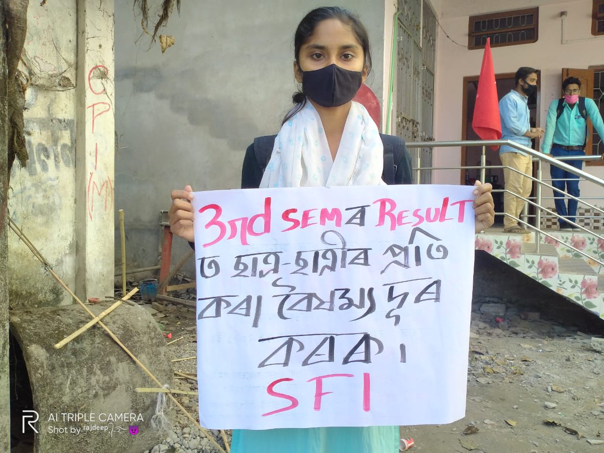 sfiassam's tweet photo. আজি গুৱাহাটী বিশ্ববিদ্যালয়ৰ অন্তৰ্গত বিভিন্ন SFI কৰ্মীয়ে এনেদৰে নিজ নিজ ঠাইত প্ৰতিবাদ কৰে। #StudentsLivesMatter #gauhatiuniversity https://t.co/t86b2Fmhas