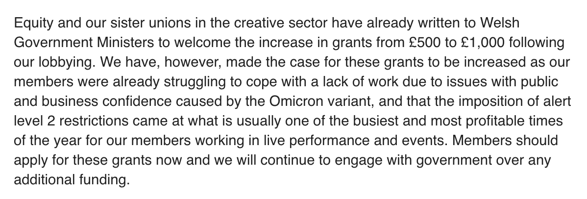 🚨NEWS! The Welsh Government has opened up emergency grants for freelancers🚨

🔥1k grants are available for creative freelancers impacted by the change in Covid regulations over the festive period

🔥to be administered through local authorities 

Details: bit.ly/3qNeW8j
