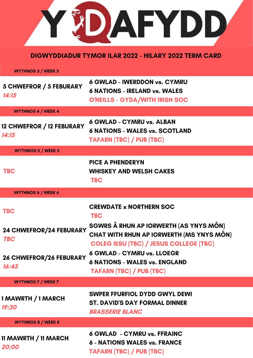 Dyma beth rydym ni wedi trefnu ar gyfer y tymor yma! 🏴󠁧󠁢󠁷󠁬󠁳󠁿😍 Here’s what we have planned for this term!