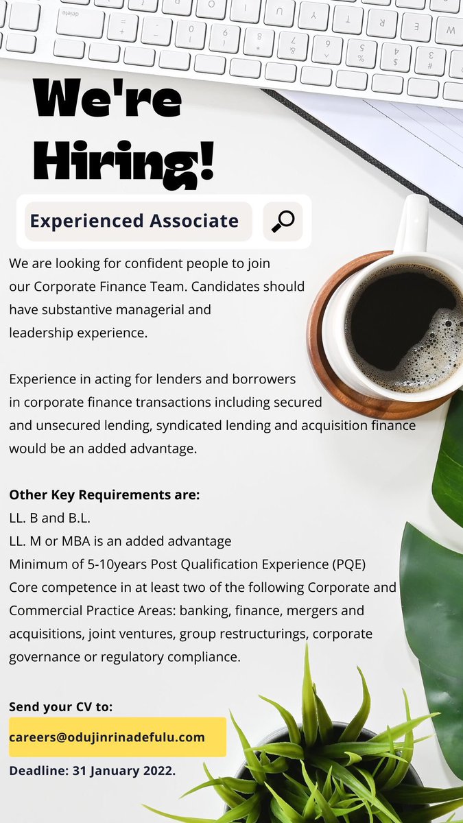 Odujinrin &amp; Adefulu is hiring!