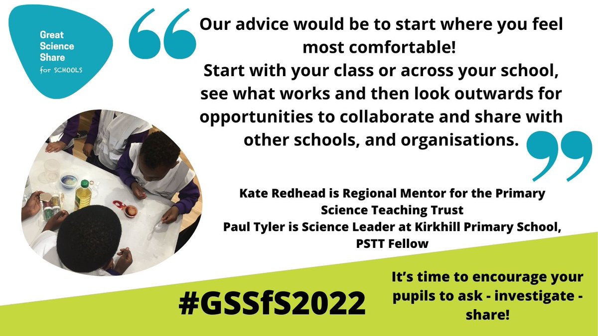 Wondering where to start with #GreatSciShare2022 ?
Check out our step by step guide... keep it small or take it further... it's your share 🙂

greatscienceshare.org

<a href="/OfficialUoM/">The University of Manchester</a> <a href="/BASF_UK/">BASF UK</a> <a href="/ManCityCouncil/">Manchester City Council</a> <a href="/ogdentrust/">Ogden Trust</a> <a href="/SiemensUKNews/">Siemens UK</a> <a href="/pstt_whyhow/">Primary Science Teaching Trust</a> <a href="/royalsociety/">The Royal Society</a> <a href="/Glazgow/">Paul Tyler 🔬🔭📡</a>  <a href="/RedPSTT/">Kate Redhead</a>