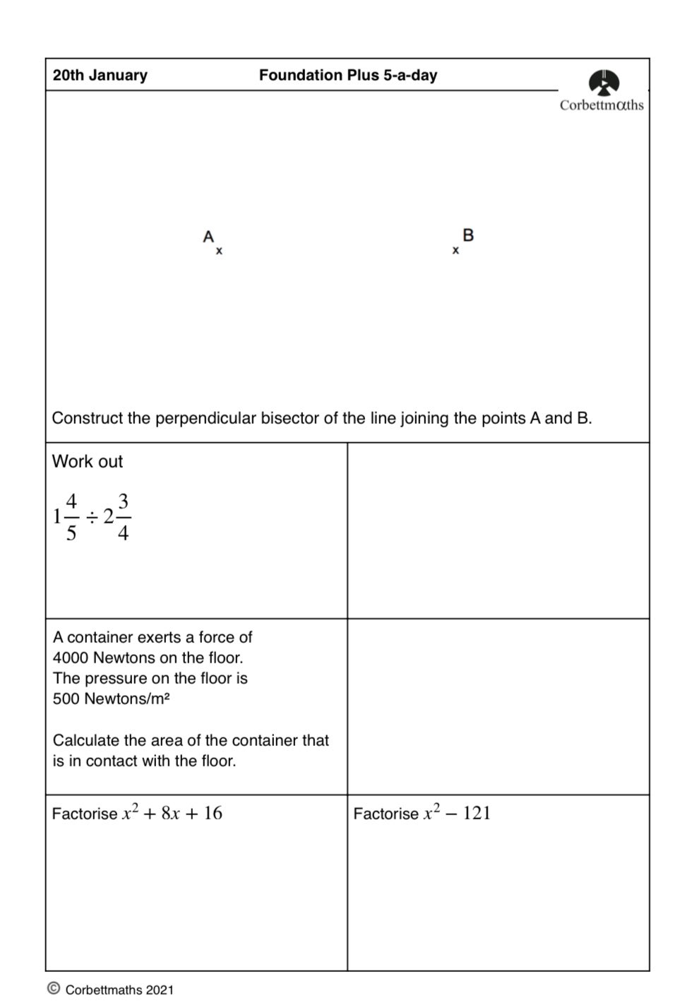 Corbettmaths On Twitter Studying For Foundation Gcse Maths Try Today S Foundation Or The Challenging Foundation Plus Maths5aday Answers Https T Co Svlnkybp0k Https T Co Tix60elhmf Twitter