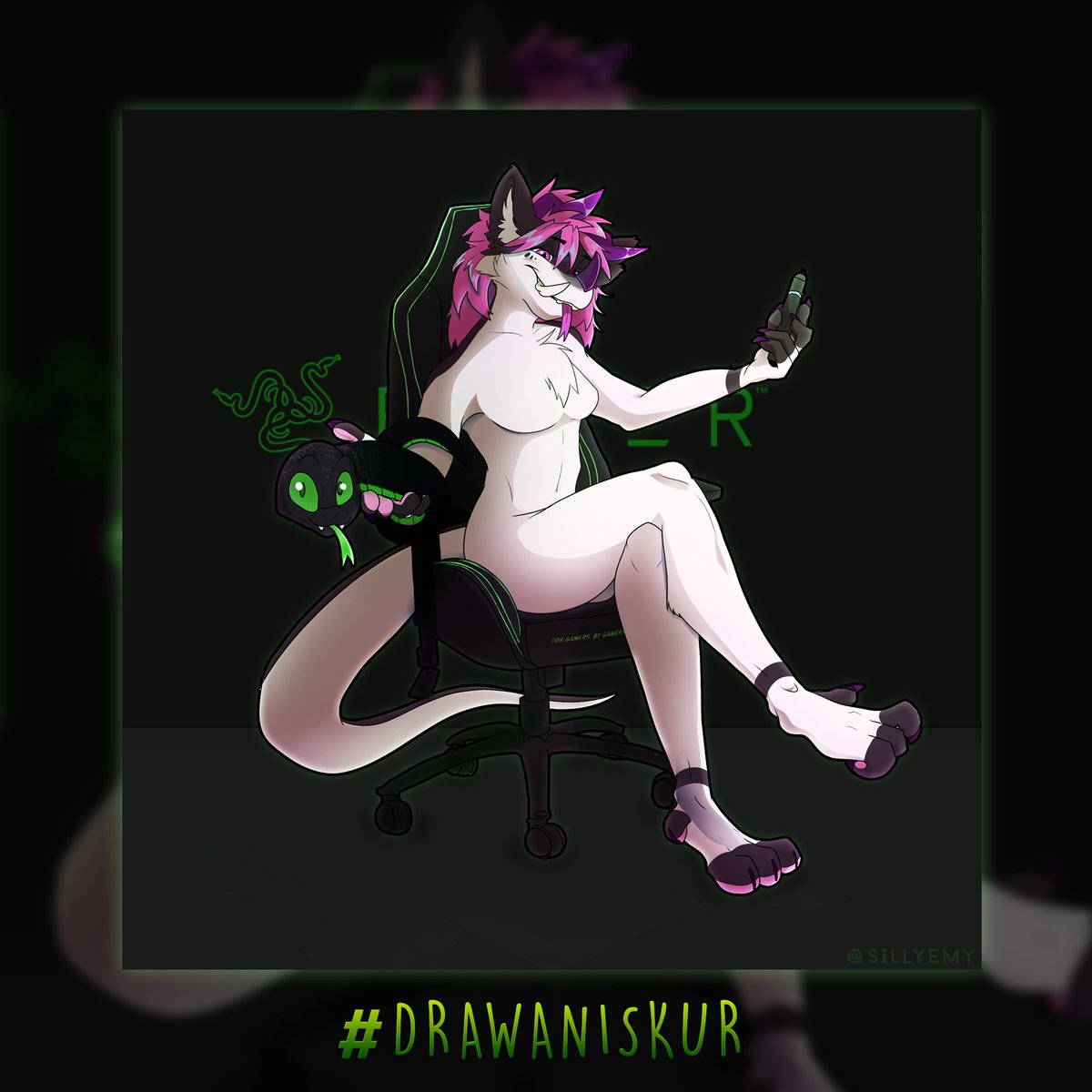 SillyEmy's tweet photo. @RazerGermany Sneki &amp; mein OC lieben Ihn jetzt schon🐍..
Warum nicht auch in echt? 👀
#DrawAnIskur 💚
Danke für die Chance @RazerGermany , mega coole Challenge :D! https://t.co/U3kGk1o9sN