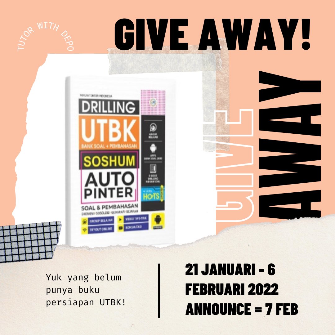 pulbulz's tweet image. ‼️ GIVE AWAY BUKU UTBK-SBMPTN ‼️

Hai temen-temen Tutor With Depo 💫 Jadi aku mau adain give away buku persiapan UTBK-SBMPTN! 

bakalan ada 2 pemenang digive away kali ini!!! Masing-masing pemenang akan dapet 1 buku dan ongkos kirim aku yang tanggung! 🥰💗