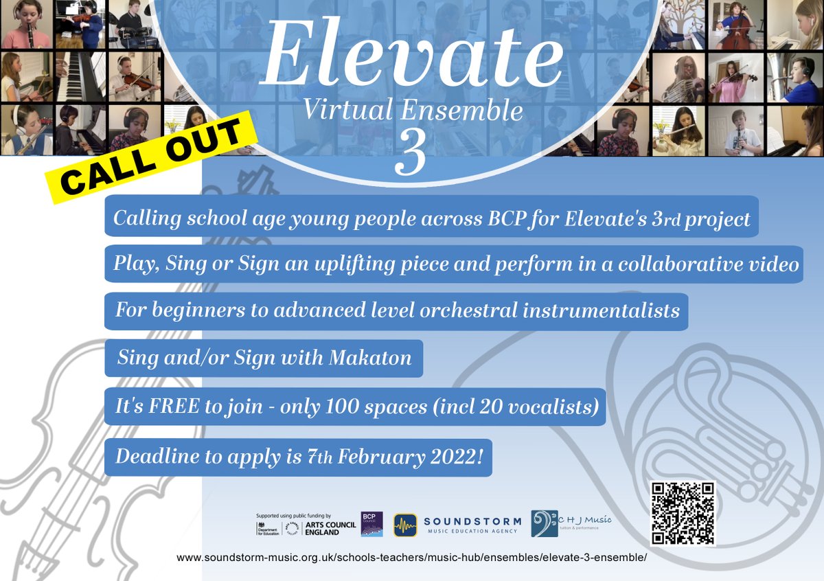 SoundStorm_'s tweet photo. Play, Sing or Sign!
CALLING SCHOOL AGE INSTRUMENTALISTS/VOCALISTS! Would you like to be part of the largest virtual ensemble in the BCP area? We are excited to launch ELEVATE 3 - applications are now OPEN! https://t.co/SvtWa7p7AL
@CHJMusic https://t.co/fzE2jEt4vx