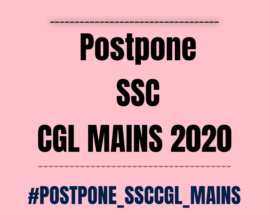 sumitsaini0's tweet photo. #POSTPONE_SSCCGL_MAINS
#POSTPONE_SSCCGL_MAINS

@PMOIndia @HMOIndia
@MoHFW_INDIA @RbeJain @EduMinOfIndia @DoPTGoI @RaMoSirOfficial @rashtrapatibhvn @nsui @RahulGandhi @ShashiTharoor @myogiadityanath https://t.co/QuXczlkUba