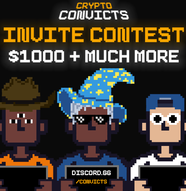 convicts_nft's tweet photo. The giveaway you have all been anticipating is imminent.. 🤫

Chip in and compete for a piece of our $1,000+ prize pool.

GL frens. Dont be late.😉

(Info in Discord)
https://t.co/M4XB25lT9L
#NFTCommunity #NFTProject #NFTGiveaways #FreeNFTs https://t.co/wRfLJIRcvc