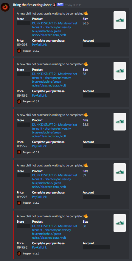 Firbiin's tweet photo. Pepper predominance :D - 2 drops, 19 pairs we GOOD

@PepperScripts
 @GoatifyIO
 @ZalAccs
 @LandoHub
 @NotifySolutions https://t.co/JghKUJAUHu