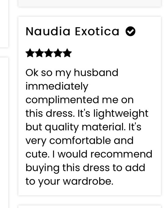 Not someone writing fake clothing reviews using my name 😭 I don&rsquo;t have a husband&hellip; and I&rsquo;ve never EVER<a href="/tag/caution"class="tags"><span>#caution</span></a><a href="/tag/beware"class="tags"><span>#beware</span></a><a href="/tag/naudiaexotica"class="tags"><span>#naudiaexotica</span></a>