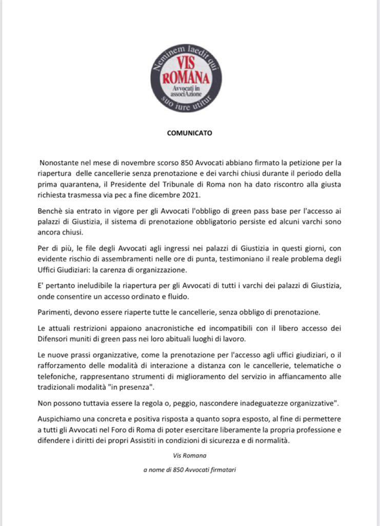 VisRomana's tweet photo. #Tribunale #Roma #Avvocati #covid #greenpass #Cancellerie https://t.co/pECGtxGQT9