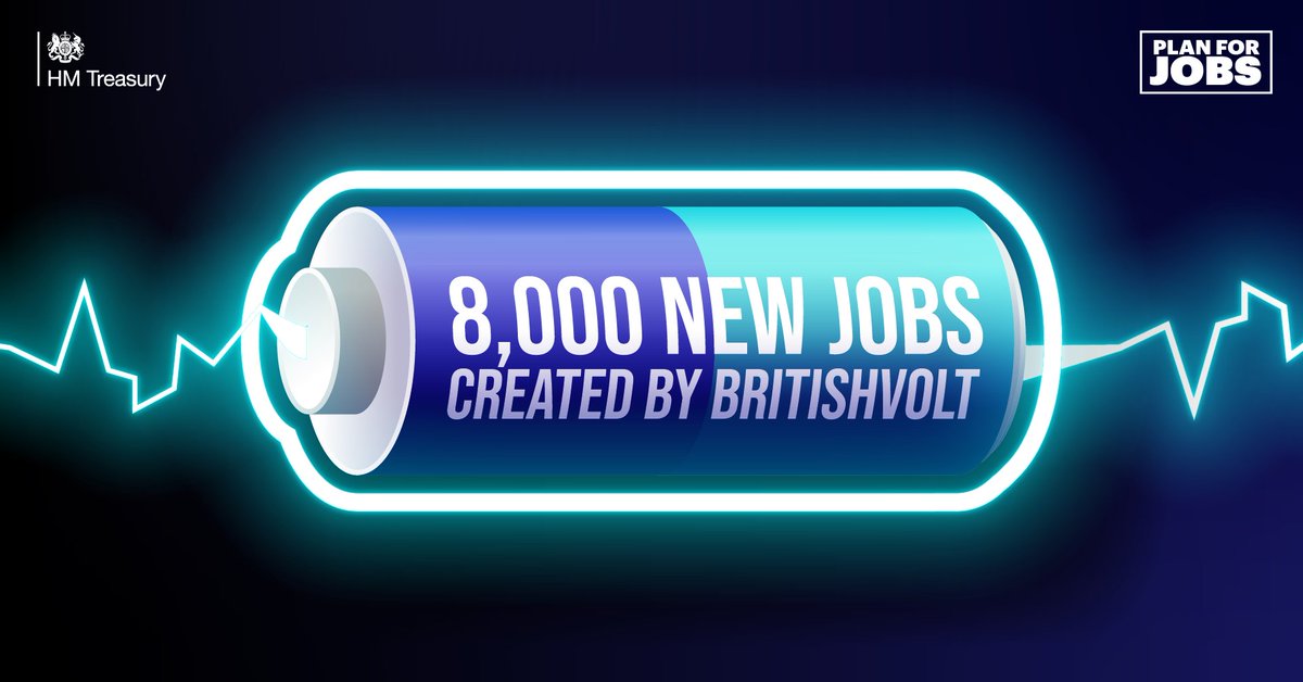 hmtreasury's tweet image. Positive news for the UK with electric vehicle battery manufacturer @BritishVoltUK announcing a new gigaplant in the North East - creating 8,000 jobs and charging our route to Net Zero. 🔌⚡️🔋
#PlanForJobs
gov.uk/government/new…