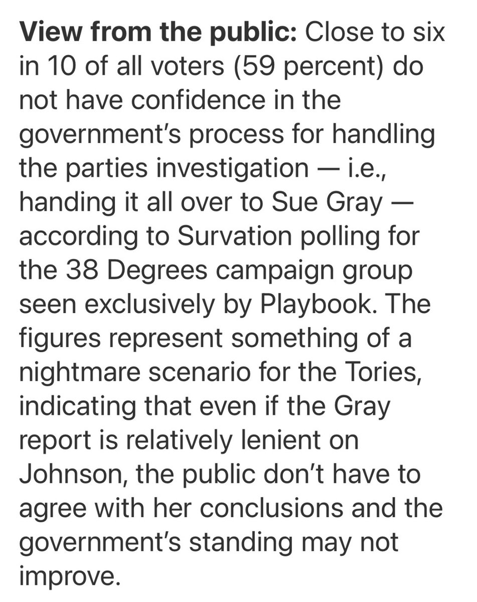This polling shows why Sue Gray's report is unlikely to draw a line under the PM's recent troubles in the way Number 10 hopes - either it is sufficiently critical to prompt more MPs to submit letters or, if it blames others, the public are likely to dismiss it as a whitewash
