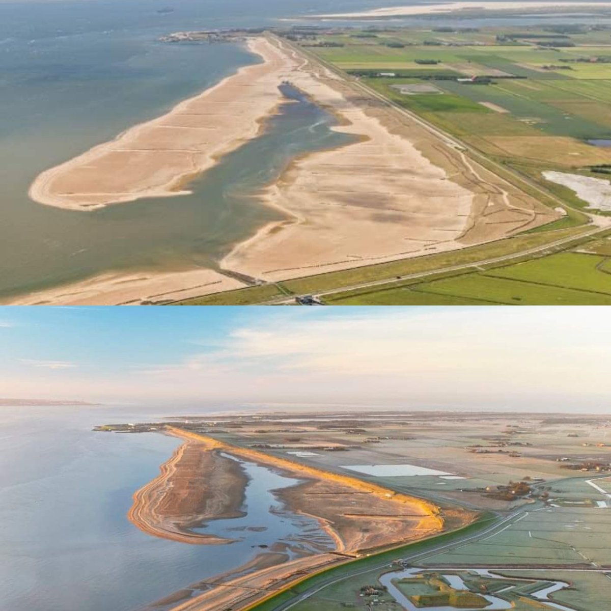 martin_texel's tweet photo. Eens 2 foto's van de #prinshendrikzanddijk #Texel naast elkaar gelegd bovenste is van februari 2021 onderste van 3 dagen terug, mooi om te zien hoe het gebied veranderd.
Bijde foto's zijn gemaakt door Herman IJsseling #flyingfocus https://t.co/oq6lFs6q8y https://t.co/xVNdrAaJ6t
