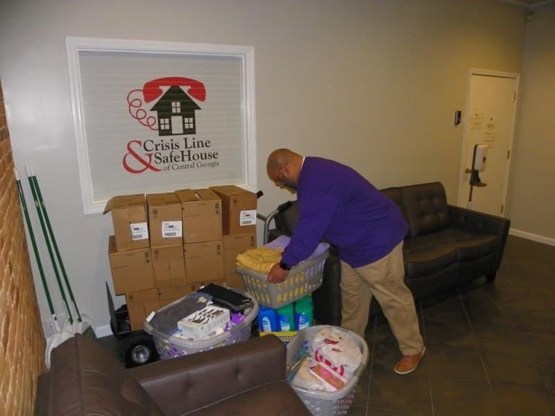 sportsguymarv's tweet photo. The brothers of @OfficialOPPF (Lambda Phi Chapter) donated several boxes of cleaning solution, wipes, towels, gift cards, coloring book and more to support the Crisis Line and Safe House of Central  #service #middlega #middlegaques #maconga #OmegaPsiPhi #LambdaPhiQues Georgia. https://t.co/zgbt0I0h08
