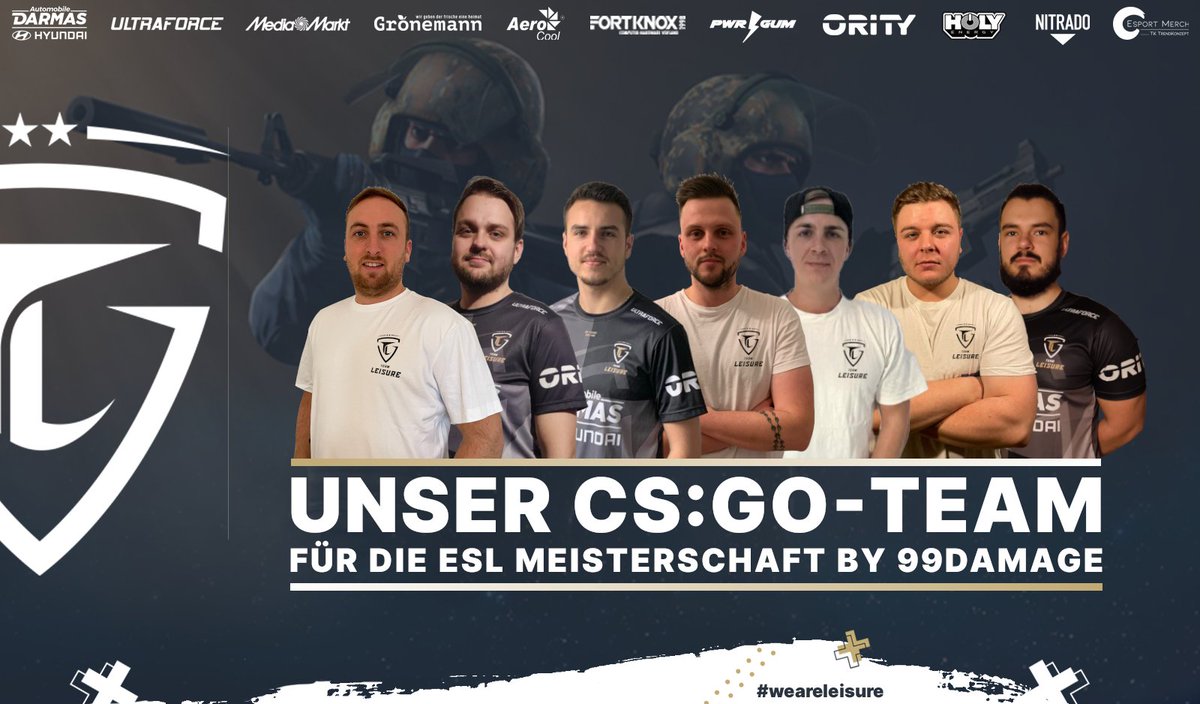 Willkommen! Unser #CSGO-Lineup für die #ESLMby99DMG:

🇩🇪 <a href="/getCSGO/">get</a>
🇨🇭 <a href="/d1cer_cs/">d1cer</a>
🇩🇪 @gimpencs
🇩🇪 @MaPei2
🇩🇪 <a href="/neviZCSGO/">Yannik Baumhöfner</a>
🇩🇪 <a href="/cs_oddo/">Franz Geiger</a>

🇩🇪 <a href="/TobiEbbi/">Tobiiii</a> (Manager)

#weareleisure <a href="/ESLGermany/">ESL Germany</a> <a href="/99DAMAGEde/">99Damage</a> 

powered by:
<a href="/AerocoolGlobal/">Aerocool</a>  <a href="/wwwultraforcede/">Ultron - Ultraforce</a> <a href="/ORITYgg/">ORITY</a>  @nitrado  <a href="/TKtrendkonzept/">ESport Merch</a>