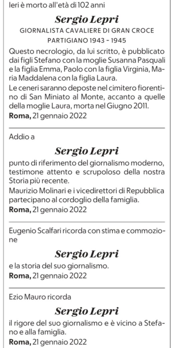 Osservatorio Necrologi Vip. 

RIP #SergioLepri