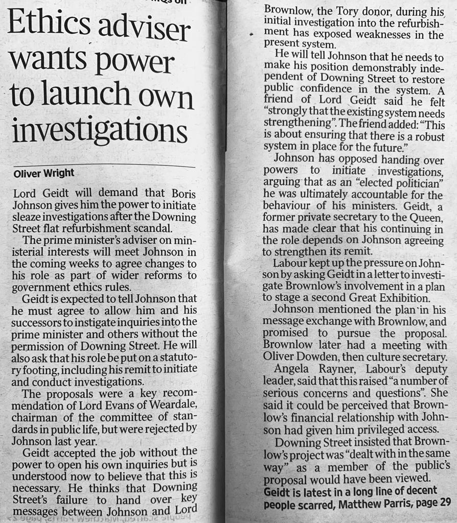 This is absolutely what we need in the UK. Independent inquiries and impartial reports. #BorisJohnson must give Lord Geidt extra powers urgently or we will never restore reputation to government. 
#FolloForFolloBack