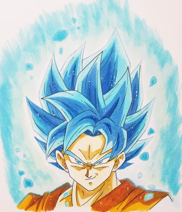 超サイヤ人ゴッドのパワーを持ったサイヤ人の超サイヤ人
顔だけ描きました!
#ドラゴンボール 
#イラスト 