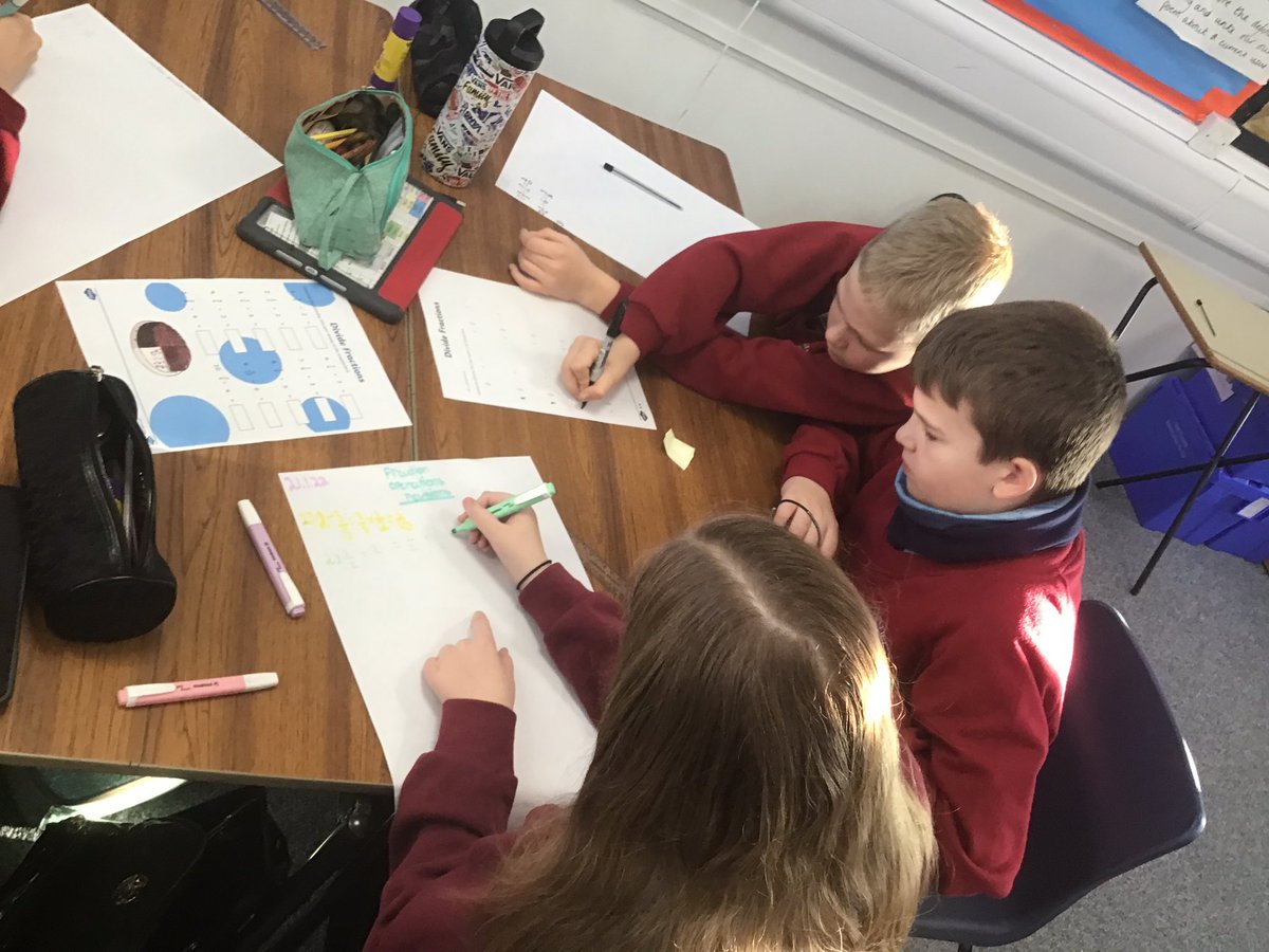 WellfieldMiddle's tweet photo. It’s all about teamwork this morning in Y6. We are starting the day revising adding, subtracting, dividing and multiplying fractions. We are working around stations with a partner to see what we can remember 🤔 #WMSCommunication #WMSMaths https://t.co/cD318aX95k