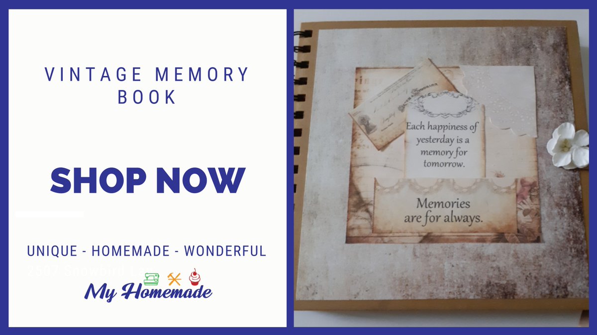 MyHomemadeUK's tweet photo. This vintage memory book is beautiful and amazing quality. Makes a brilliant gift too to remember that something or someone special!
Shop Now: https://t.co/ZJ1cdldCuY

#Scrapbook #Personalised #PhotoAlbum #MemoryBook #PhotoBooks #CustomisedGifts #PhotoBooks #ShopLocal #MyHomemade https://t.co/ojLY5Uy9cK