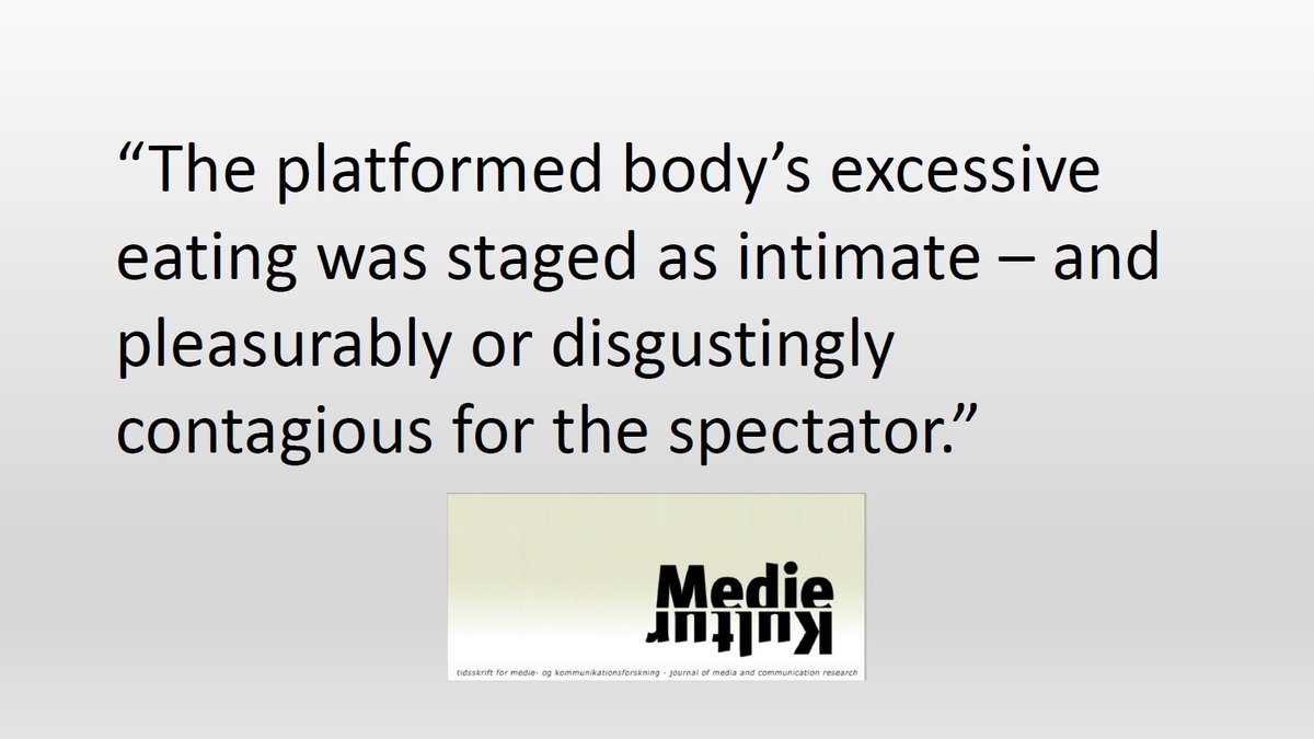 MedieKultur_'s tweet image. In the article "Regarding the mains of others", @badebold and Franziska Bork Petersen investigate how a specific type of spectacular body comes into being by turning to the phenomenon of mukbangs. Read the article here: tidsskrift.dk/mediekultur/ar…
