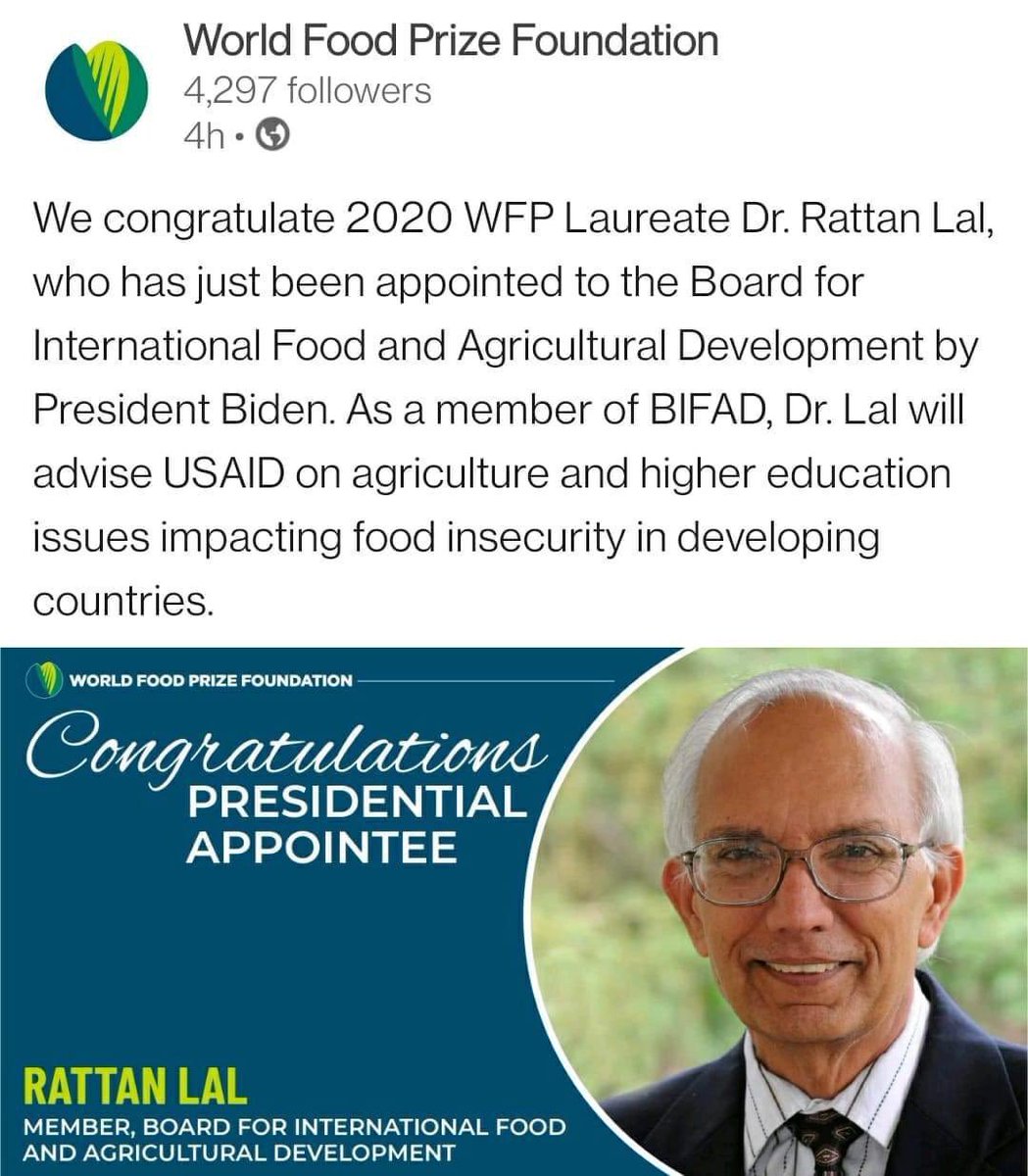 Congratulations Dr. Lal. <a href="/cmascenter/">Lal Carbon Center</a> <a href="/lal_rattan/">Rattan Lal</a>