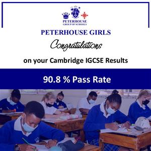 Congratulations to our Cambridge IGCSE exam candidates on their great results. Peterhouse Girls passed with 90.8% while Peterhouse Boys passed with 88%. This is a fantastic achievement.