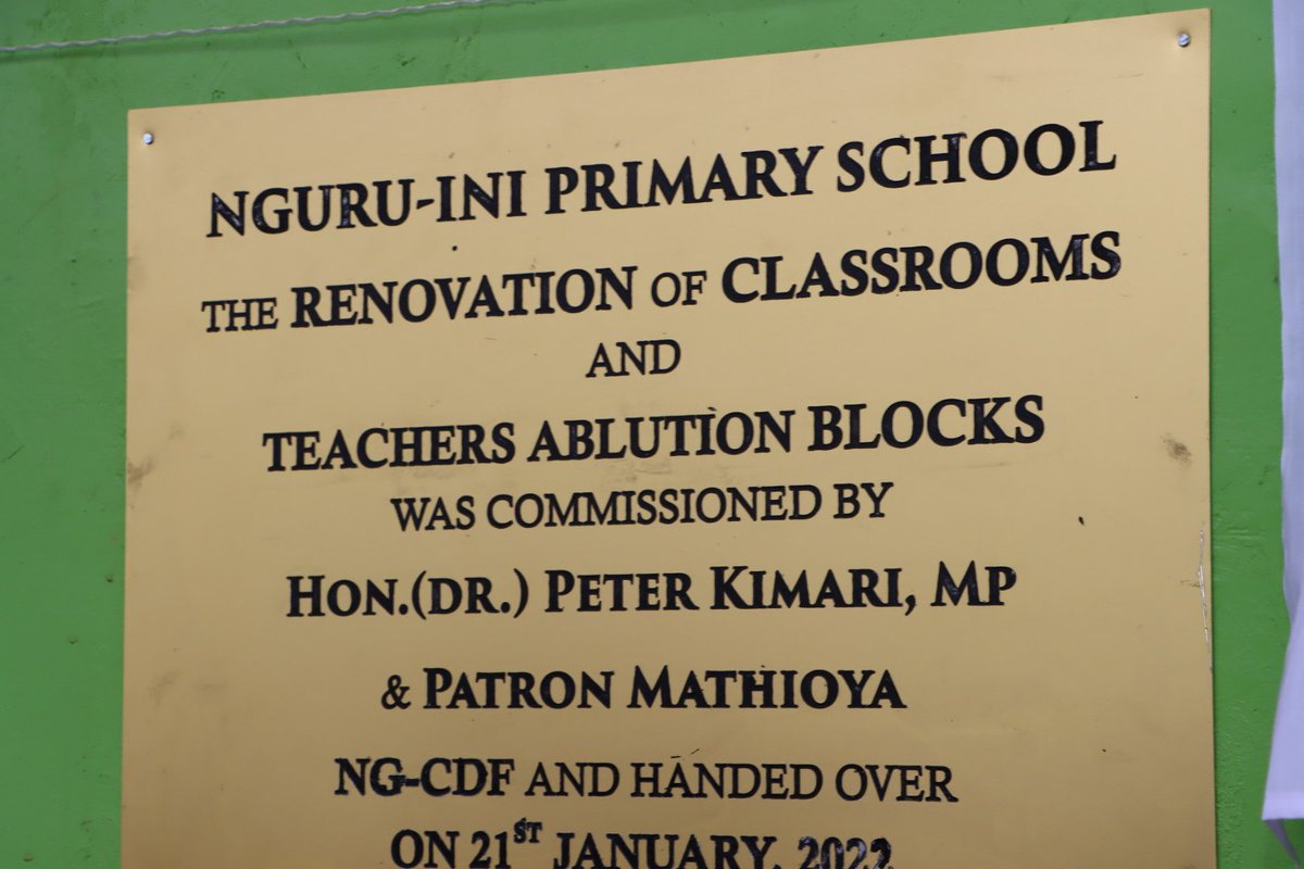 HonKimariKihara's tweet photo. Commissioning and handing over renovations,tilling of classrooms  and Teacher Ablution block at Ngurûinî primary.

#TunajengaMathioyaYetu https://t.co/j1oGlvx2Jh