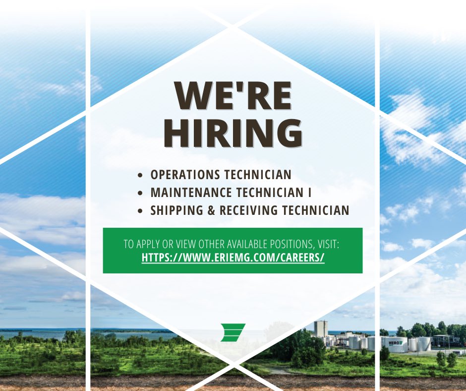 HERO BX is hiring! We are currently seeking qualified candidates for the following positions at our plant in Erie, PA:
• Maintenance Technician I
• Operations Technician
• Shipping &amp; Receiving Technician
 LEARN MORE and APPLY at: eriemg.com/careers/

#HEROBX #Erie #PA
