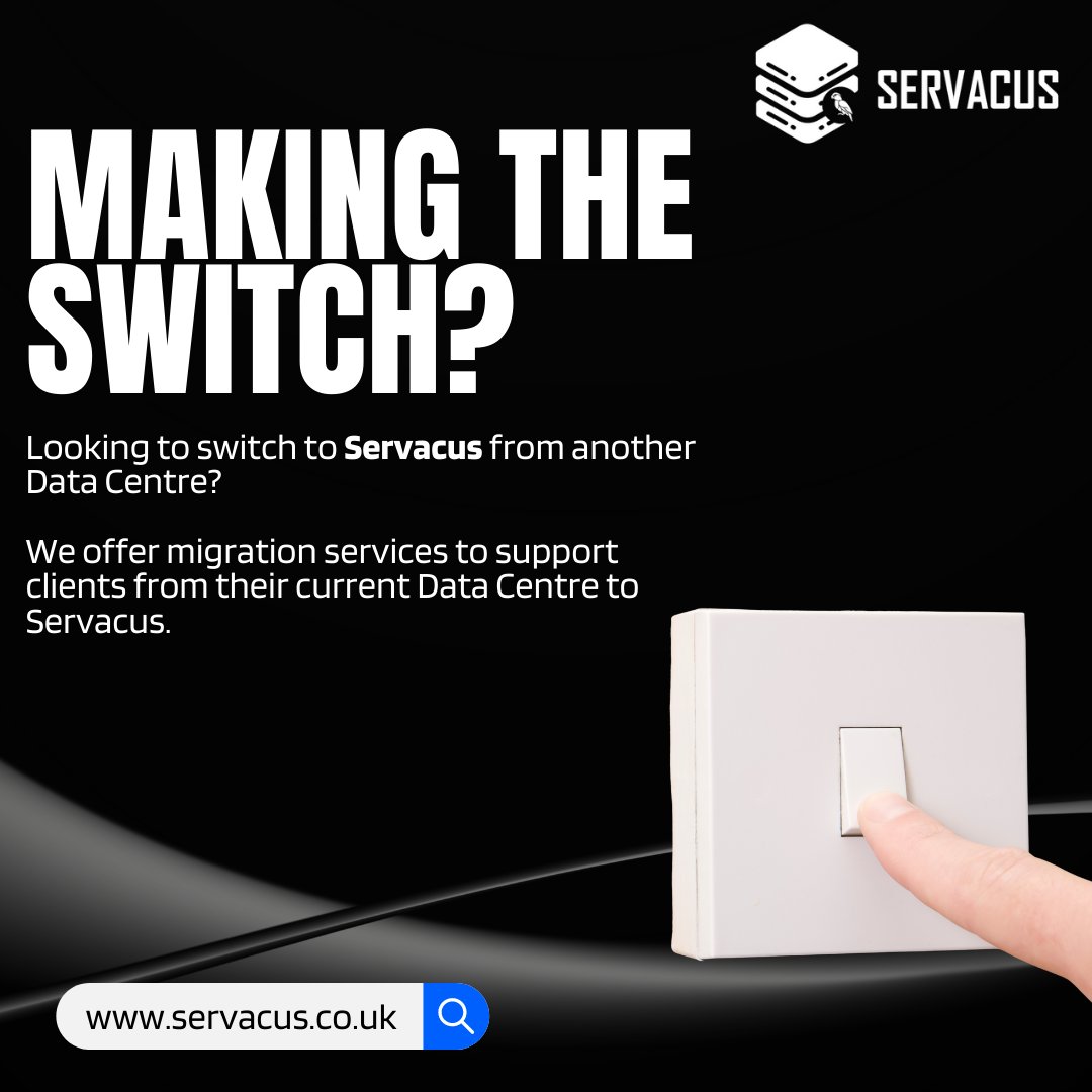 Servacus_'s tweet photo. Looking to switch from your current Data Centre to Servacus? 🤔
We offer migration services to help make the change over as seamless as possible. 
Want to learn more about our UK colocation services? Visit our website: https://t.co/XES7HfN2UG
#UKColocation #DataCentre #Servers https://t.co/ONoqb55uBq