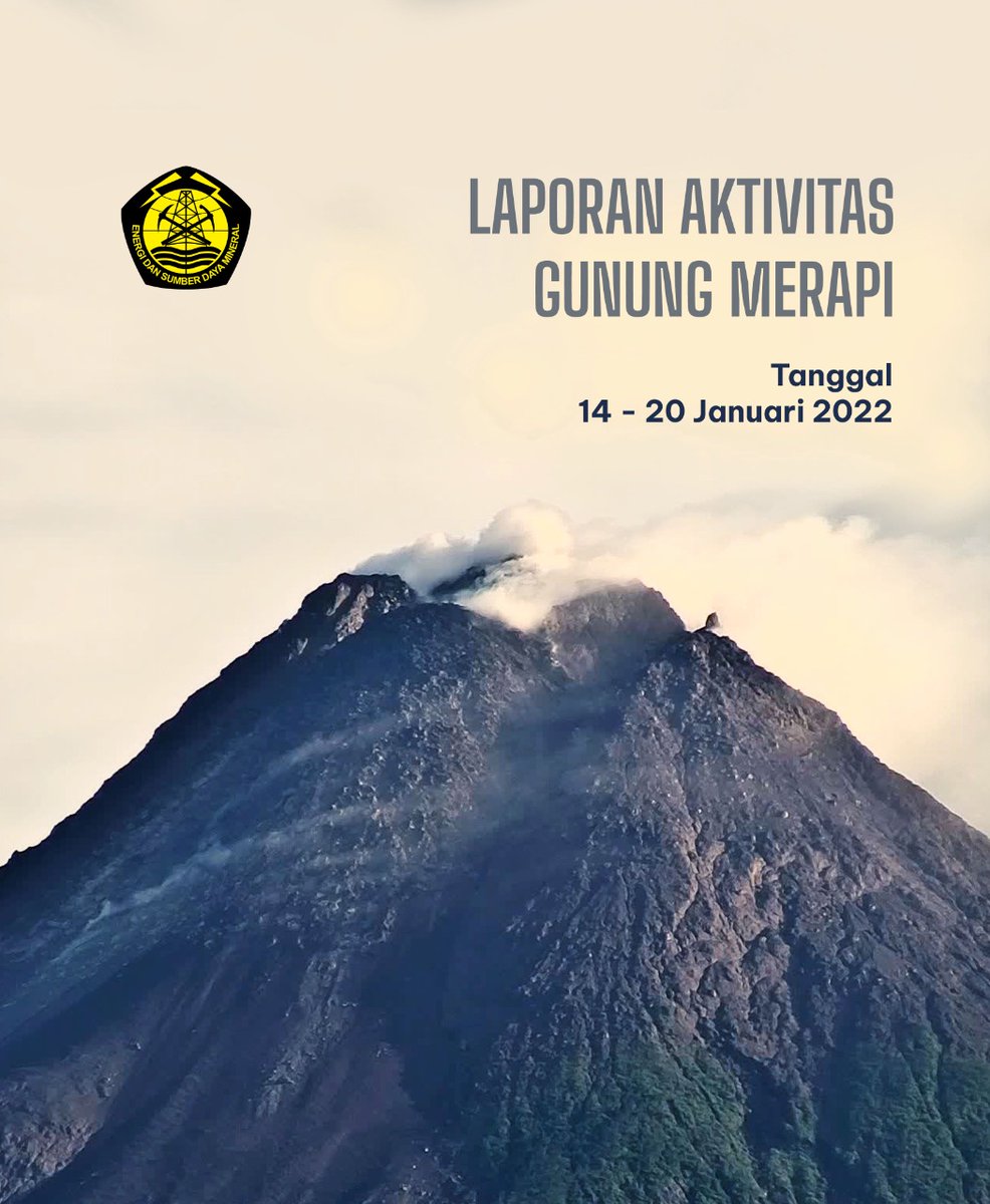 Laporan Aktivitas Gunung #Merapi tanggal 14 – 20 Januari 2022

- Cuaca di sekitar Gunung Merapi umumnya cerah pada pagi dan malam hari, sedangkan siang hingga sore hari berkabut.