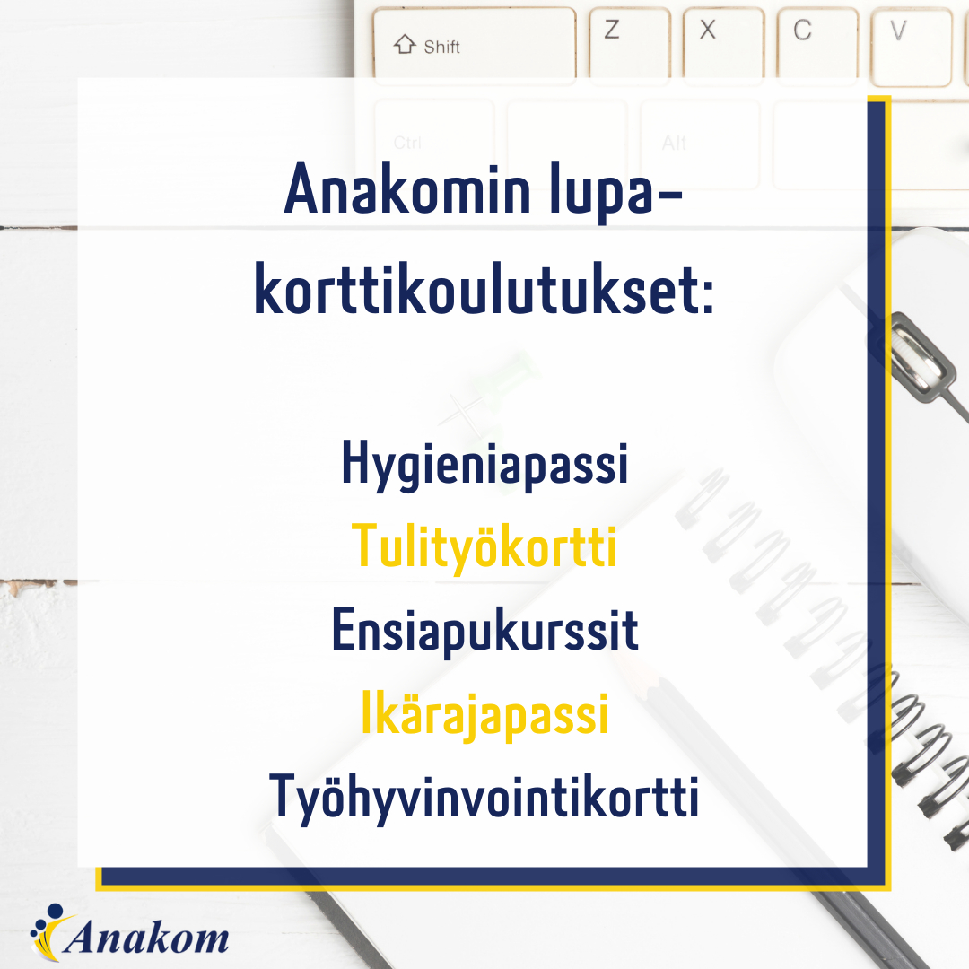 Puuttuuko sulta työhön vaadittava työturvallisuuskortti? Kiinnostaako ensiapukurssin suorittaminen? Kun vastasin kyllä, oot juuri oikeassa paikassa! Anakomin kautta saat suoritettua tarvittavat kortit helposti, nopeasti ja ammattitaitoisesti☺️#anakom