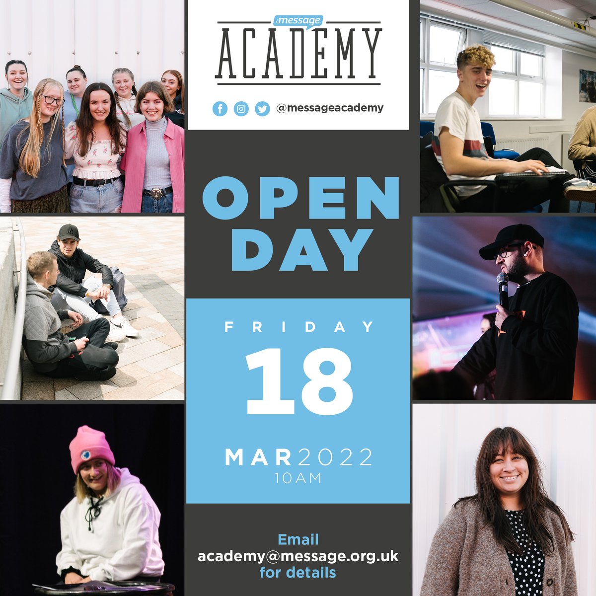 MessageAcademy's tweet image. Ever wondered what life was like in the day to day of Academy? Come join us for our OPEN DAY! Friday 18 March • 10am • M22 4RG
