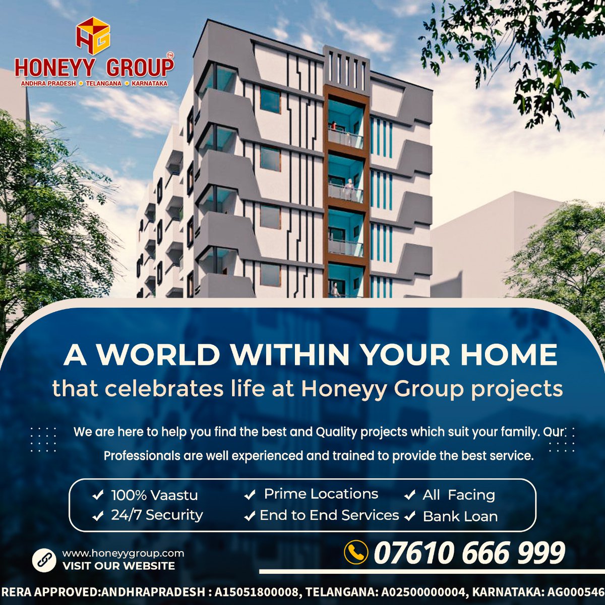 HoneyyGroup's tweet image. Not just any home, we show you your dream home. Our projects are designed keeping in mind your comfort. You will experience nothing but bliss at our constructions. Choose your own home and call us for further details.
#DreamHome #OwnProjects #ComfortHomes #OwnConstructions