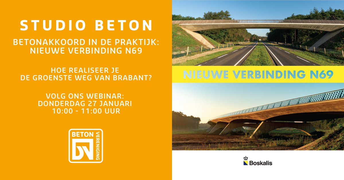Hoe combineer je #duurzaamheid en #innovatie succesvol in de dagelijkse praktijk? Volg ons #webinar do. 27 januari over Nieuwe Verbinding N69 met sprekers van <a href="/BoskalisNL/">Boskalis Nederland</a> &amp; <a href="/DorienStaal/">Dorien</a> 
Meer info 👉🏻 ow.ly/uxCY50HzHMU 
#bouw #concrete #duurzaamheid #innovatie #engineer
