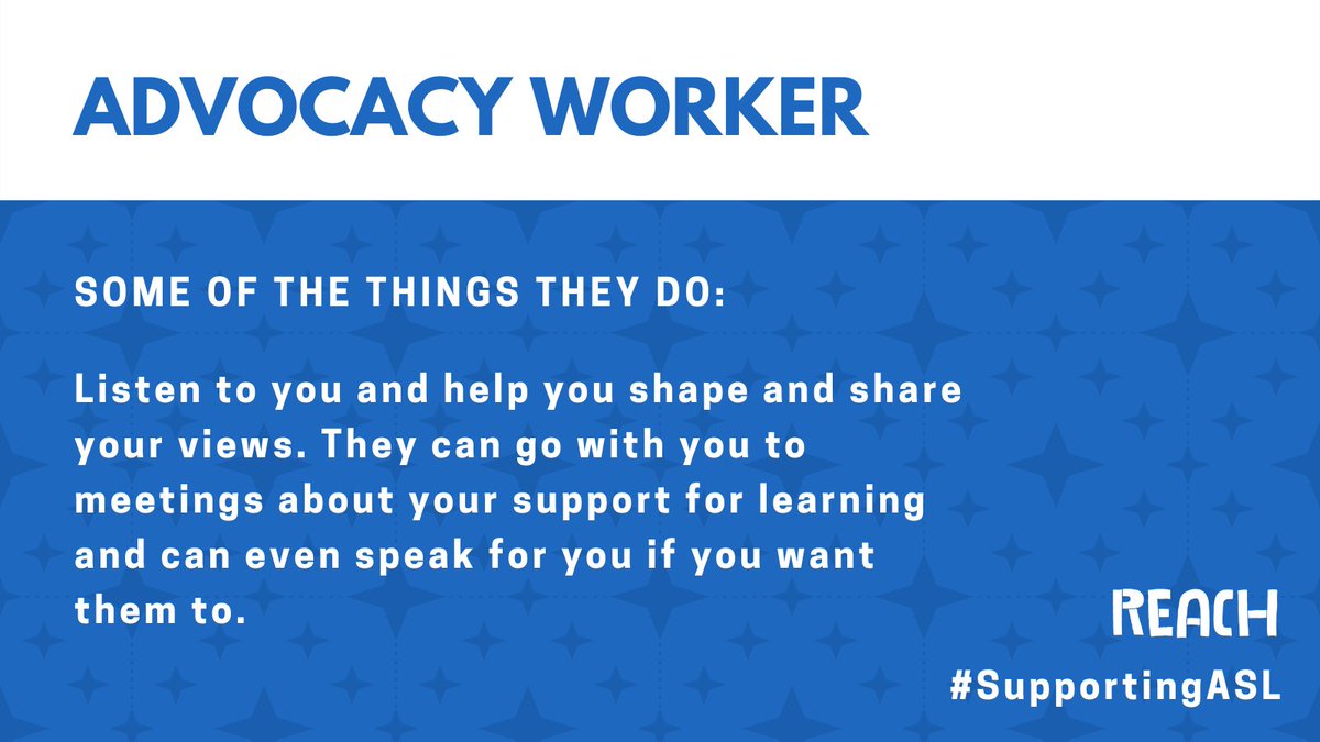Reach_Scot's tweet photo. #SupportingASL is about helping pupils understand the different people that assist with additional support for learning (ASL) and what their role is.

Below is our definition of how an Advocacy Worker can help.

You can visit https://t.co/QKqKmfZtDB for more info 😊 https://t.co/HGEFdjVsHs
