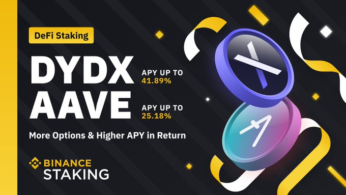 🌐 <a href="/binance/">Binance</a> DeFi Staking Has Launched A New New High-Yield Activity!

✅Stake $DYDX and $AAVE
✅Earn Up to 40% APY
🗓️January 21, 12:00 PM (UTC)

⬇️Details:
binance.com/en/support/ann…

#FLS
