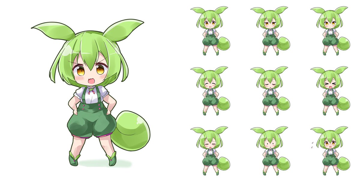 ずんだもん「ミニずんだもん素材です。
いつものように(ず・ω・きょ)(東北ずん子ガイドライン」|りょうごのイラスト
