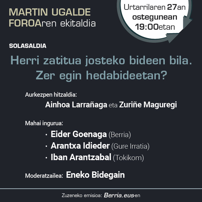 MUkulturparkea's tweet photo. Datorren astean, MU bekarekin argitaratutako liburua ardatz hartuta, Euskal Herriaren irudikapena hedabideetan aztertuko dugu eta hainbat irtenbide proposatuko ditugu.
@berria @AndoaingoUdala @enekobidegain @MUnibertsitatea @larranagaelorza @zmaguregi @EiderGoenaga @iarantzabal https://t.co/h4eCTOJR1I