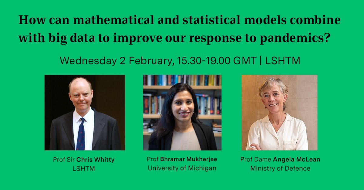 📊 Mathematical models are supporting #COVID19 response strategies.

But how can they combine with #BigData to help governments prepare for the next pandemic? 🤔

Find out from speakers, including <a href="/CMO_England/">Professor Chris Whitty</a>, <a href="/BhramarBioStat/">Bhramar Mukherjee</a> &amp; <a href="/DefenceHQ/">Ministry of Defence 🇬🇧</a> Angela McLean 👉 bit.ly/3IqANZ6