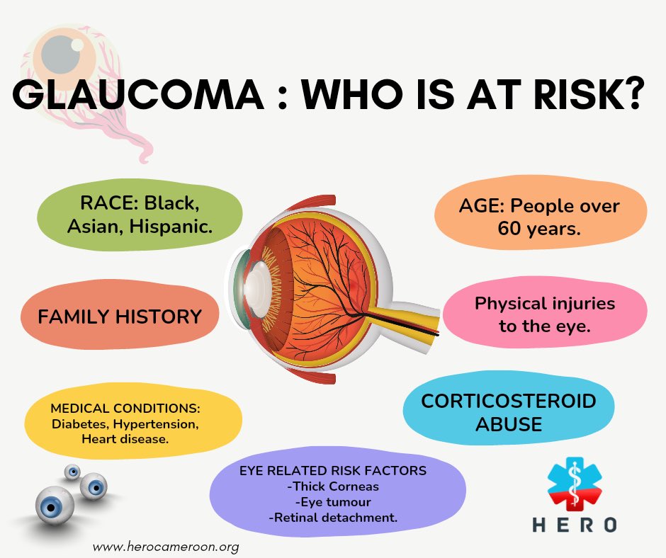Are you over 60? Any history of glaucoma in the family? Do you have a chronic illness such as diabetes or high blood pressure? Do you wear corrective lenses? Have you ever had an eye injury or surgery? Check your eyes for glaucoma. 
#Protectoursight
#Endglaucoma
#HEROCameroon